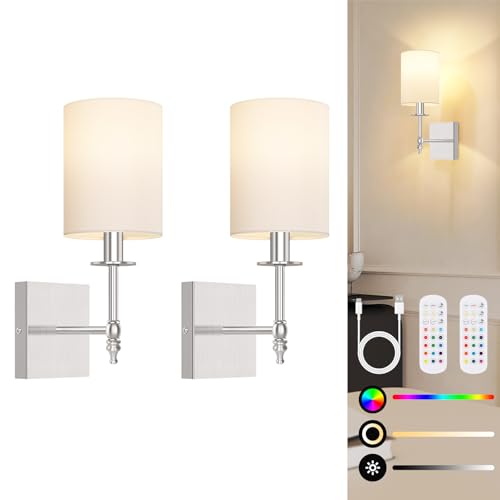14 Inch Battery Operated Wall Sconces Set of 2 with Remote (2 Count)