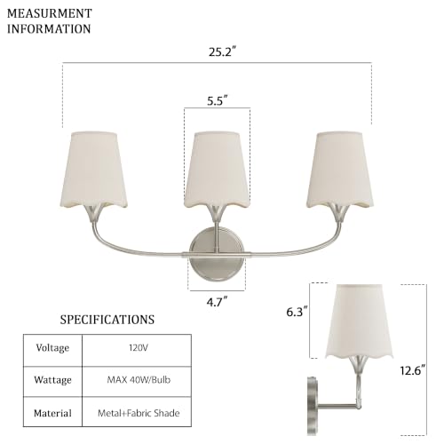Brushed Nickel Bathroom Light Fixtures Over Mirror (Nickel / 3 Light)