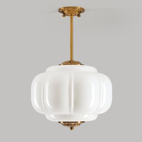 Semi Flush Mount Ceiling Light (Milk White 15")