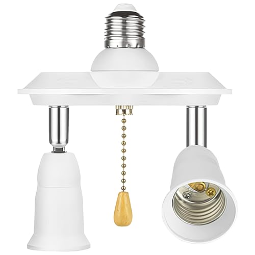 Dual Light Socket Adapter Splitter with Pull Chain