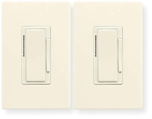 WACD-LA-SP-L Pack of 2 Wi-Fi Smart Dimmer Switch, Light Almond, 120V, Flush-Mount, Single-Pole, 3-Way, Compatible with Smart Home Ecosystems