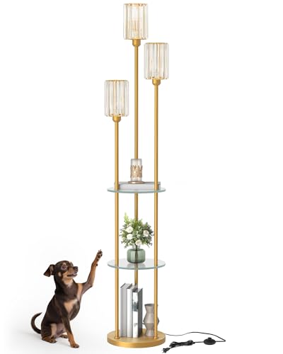 Gold Floor Lamp with Shelves