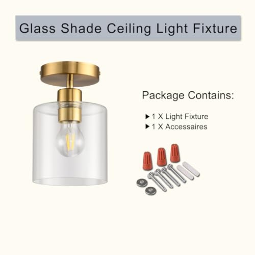 Modern Brass Semi Flush Mount Light Fixture for Entryway & Hallway