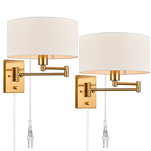 Gold Brass Swing Arm Wall Sconce (2 Count)