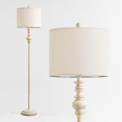 64.25" Farmhouse Floor Lamp for Living Room (White&Gold)