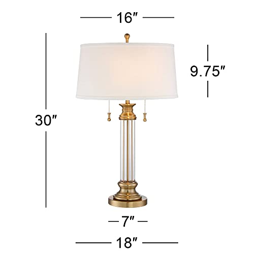 Rolland 30" Large Table Lamps Set of 2 Gold Brass Glass Antique (2 Count)