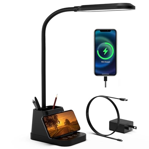 LED Desk Lamp with USB Charging Port for College Dorm Room