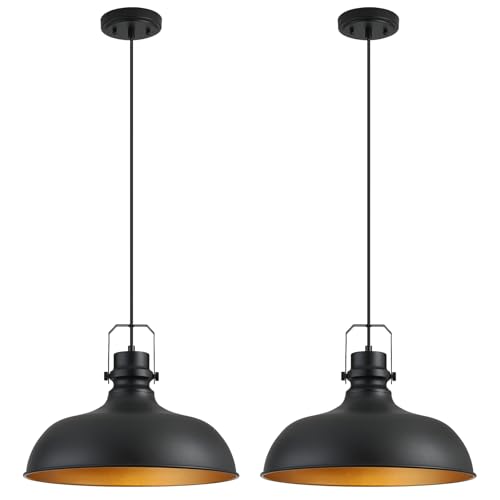 Black Farmhouse Pendant Lights for Kitchen Island 16 Inch