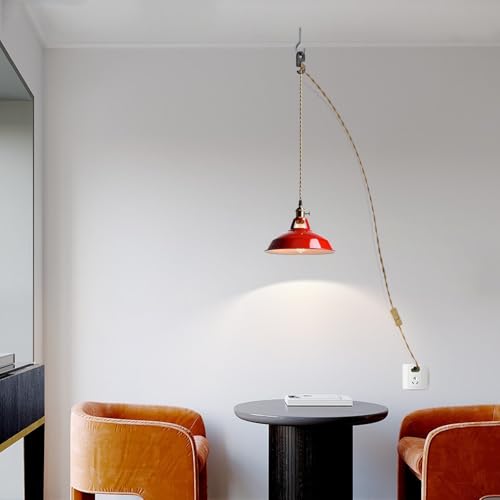 Plug in Pendant Light Vintage Red Barn Shade