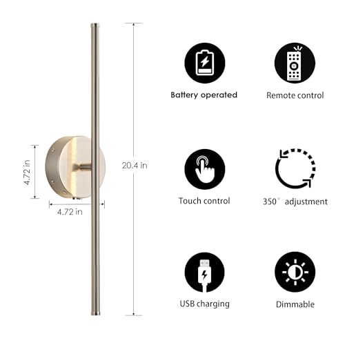 Battery Operated Wall Sconces Set of Two Wireless Wall Lights (2 Count)