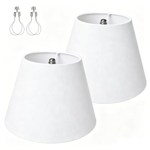 Small clip on Lamp Shades Set of 2 White Linen 5.5" x 10" x 6.6" (2 Count)