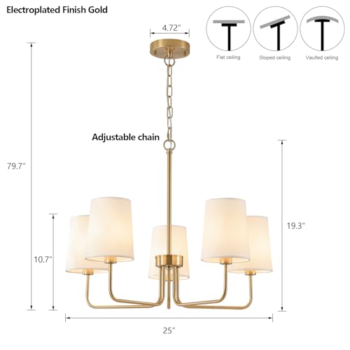 Antique Brass Gold Chandelier with Shades