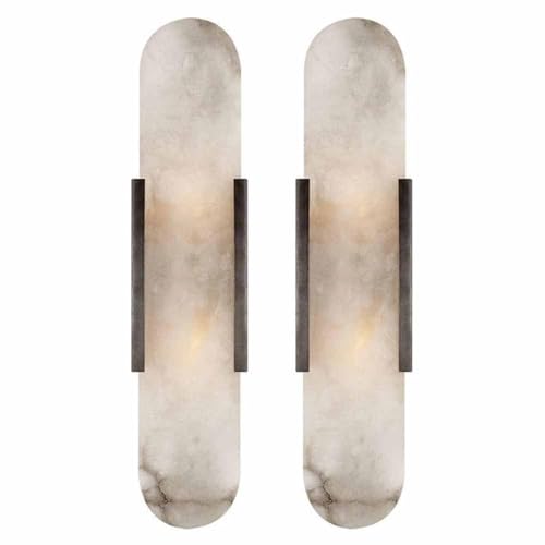 Natural Alabaster Wall Sconces Set of 2 Marble Wall Lamp (2 Count)