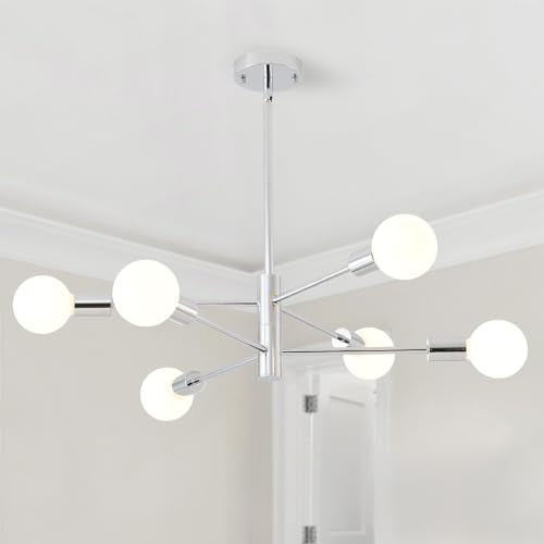 6 Light Sputnik Ceiling Light Fixture Chrome Living Room Chandelier