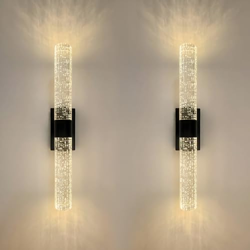Battery Operated Crystal Wall Lights Rechargeable Set of 2 with Remote
