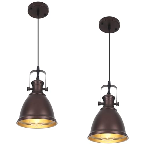 Brown Farmhouse Pendant Lights Kitchen Island 2 Packs (2 Count)