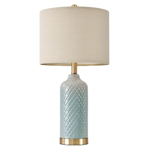 24.25" Table Lamp Modern Ceramic Blue Lamps for Living Room Bedroom Bedside