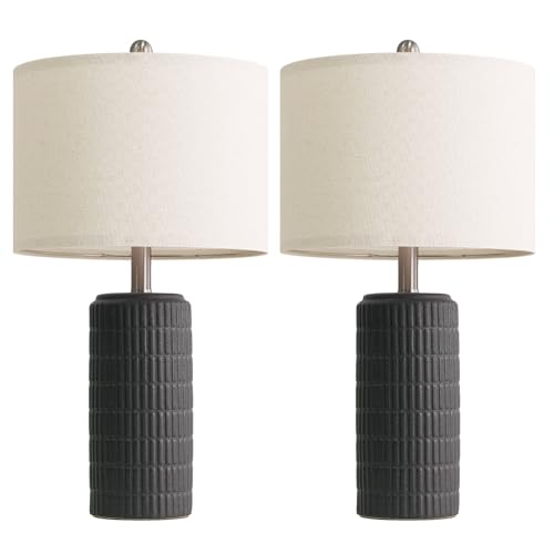 23" Matte Textured Ceramic Table Lamps Set of 2 for Bedroom (2 Count)