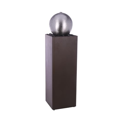 CPS188 Indoor Outdoor Modern Metal Orb Water Floor Fountain with River Rock Stone for Patio