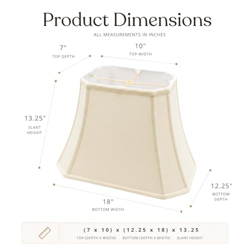 BSO-710-18LNEG Rectangle Cut Corner Basic Lamp Shade, (7x10) x (12.25x18) x 13.25, Linen Eggshell