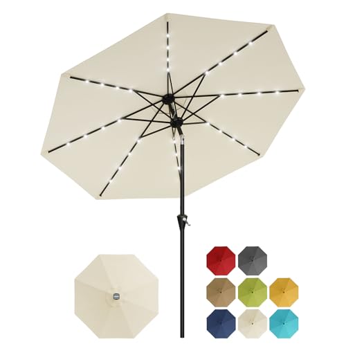 9FT Solar Patio Umbrella with 32 LED Lights