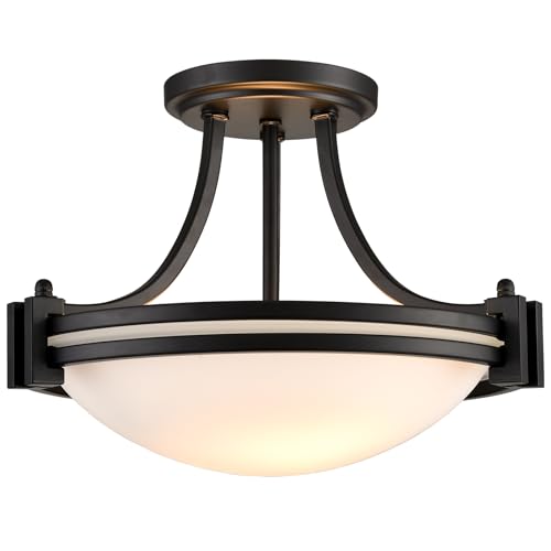 Matte Black Semi Flush Mount Ceiling Light Modern Farmhouse 2