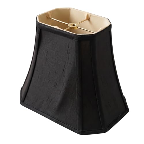 BSO-710-12BLK Rectangle Cut Corner Basic Lamp Shade, (5x6.5) x (8x12) x 10, Black with Gold