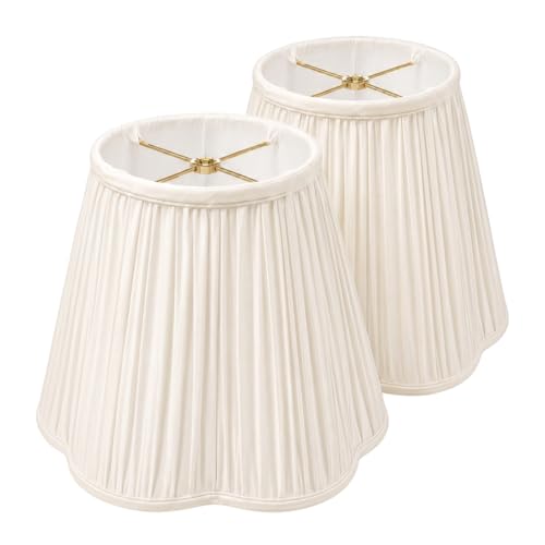 BS-754-14WH-2 Bottom Scallop Gather Pleat Basic Lamp Shade, 7 x 14 x 11.5, White, 2-Pack (2 Count)
