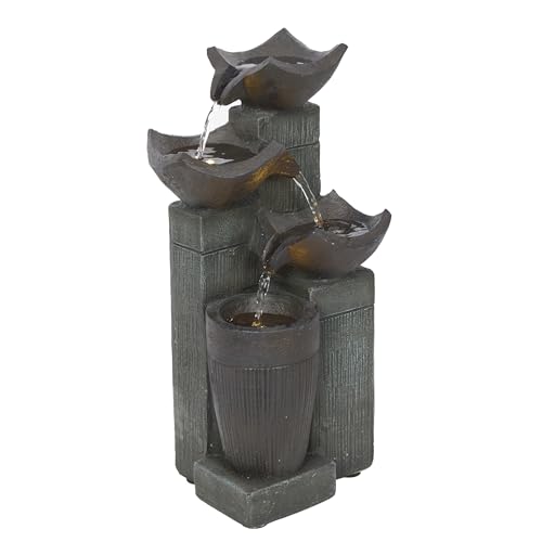 TZL414 14" 4 Tier Squared Bowls Fountain with LED Lights