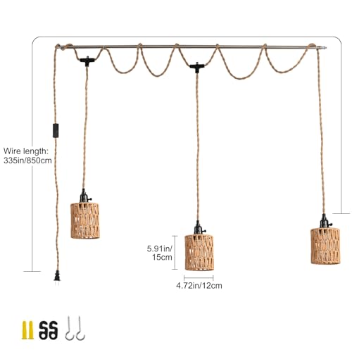 3 Light Hanging Light with Plug in Cord