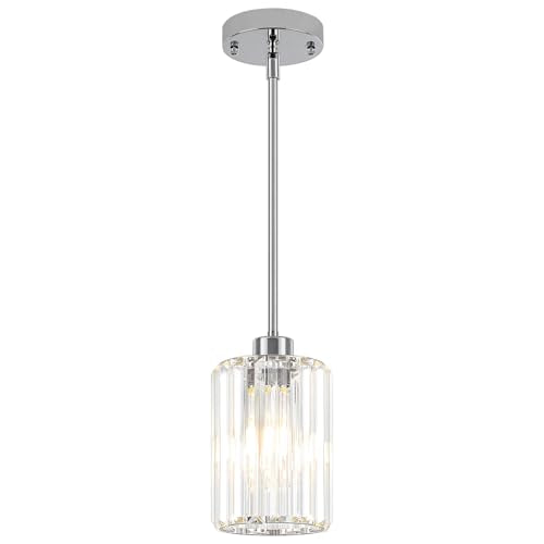 Chrome Pendant Lights Over Island Modern Crystal Kitchen Lighting Fixtures