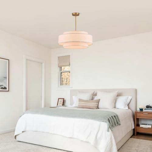 23.6" Large Linen Drum Chandelier