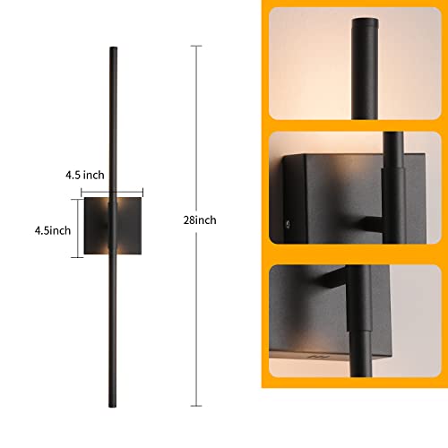Wall Sconces Set of Two Matte Black Wall Light Fixtures Wall Lamp with Led 3000K 12W Sconces Wall Lighting Wall Lights Sconces Wall Decor Set of 2 Black Wall Sconce Wall Lamps for Bedrooms (2 Count)