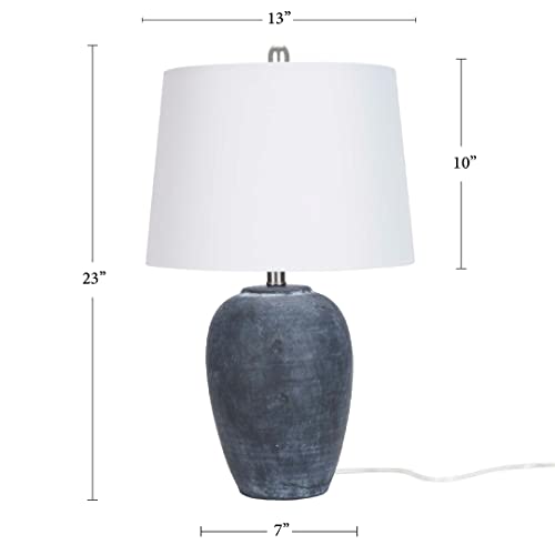 Home 23" Black Vintage Distressed Ceramic Pot Table Lamp for Bedroom