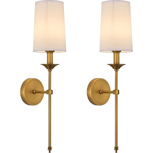 Wall Sconce Set of 2 Hardwired Vintage Antique Brass Sconce Candle Wall Light for Bedroom Living Room Vanity Farmhouse Bathroom Hallway (2 Count)