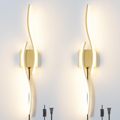 Modern Gold Plug in Wall Sconce Set of 2 (2 Count)