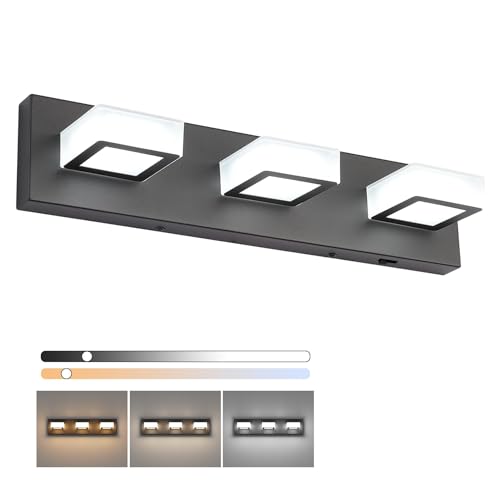 5 Color Temperature Modern LED Black Bathroom Vanity Lights Dimmable Acrylic Modern Black Bathroom Wall Lighting Fixtures