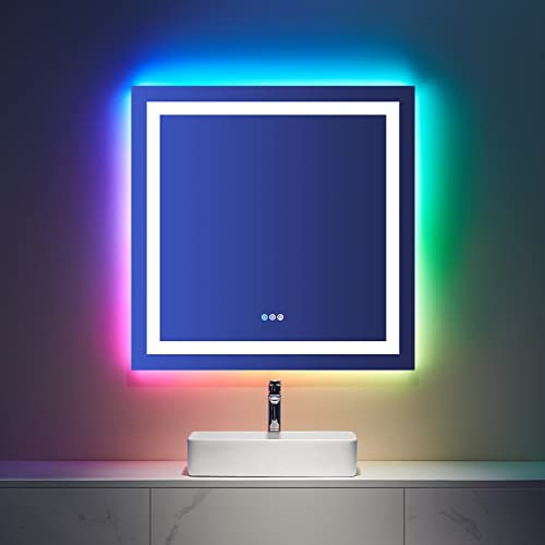 36"X36" RGB LED Bathroom Mirror with Lights