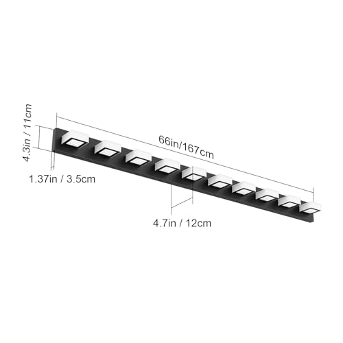 66inch Matte Black Bathroom Vanity Lights Metal Acrylic LED Modern Black Bathroom Wall Lighting Fixtures