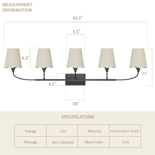 Bathroom Light Fixtures Over Mirror (Black / 5 Light)