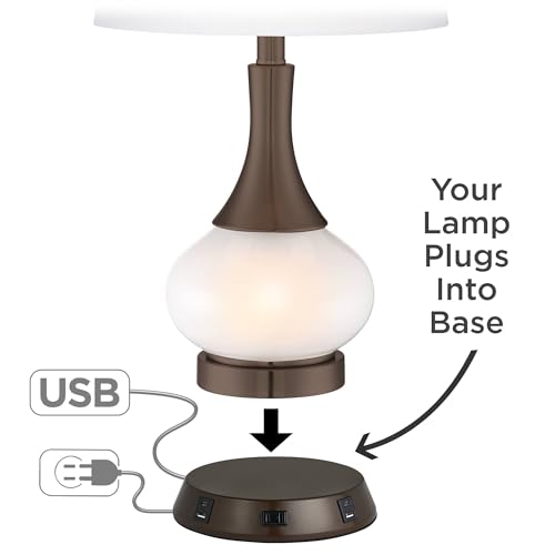 Buckhead 22" High Table Lamp Brown USB Workstation Base Warm Bronze Urn