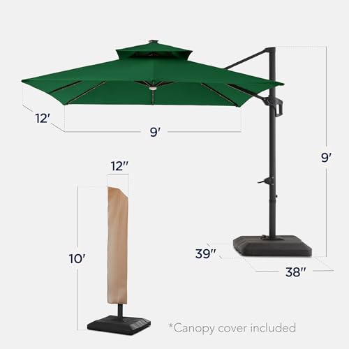 9x12ft LED Cantilever Patio Umbrella w