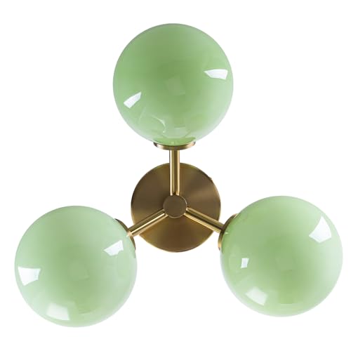 Green Globe Mid Century Modern Semi Flush Mount Ceiling Light Fixture