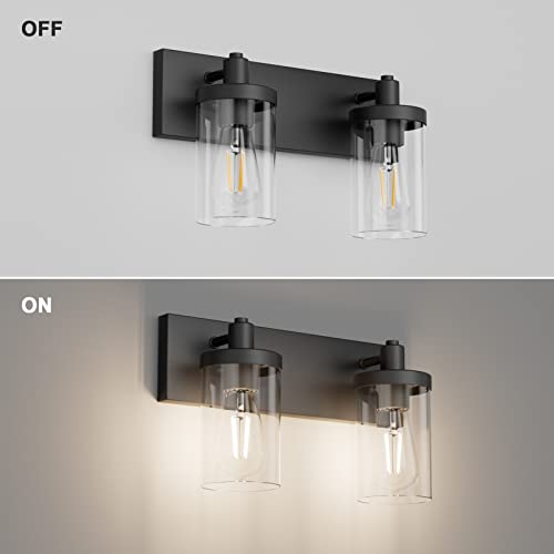 Black Bathroom Light Fixtures Vintage Vanity Light for Bathroom Industrial Wall Sconce with Clear Glass Shade