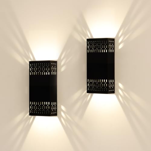 10.2" Black Indoor Outdoor Hardwired LED Wall Sconce (Black - Cutout Design / 2 pack)