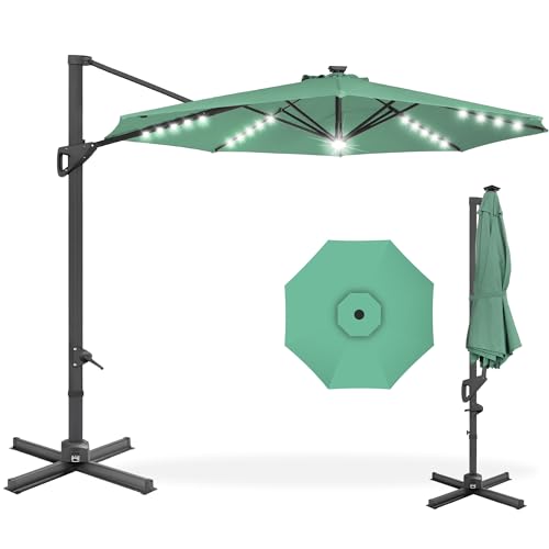 10ft Solar LED Cantilever Patio Umbrella