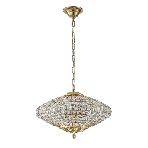 Crystal Chandeliers for Dining Room 18" Vintage Brass Chandelier