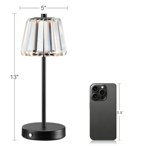 13" Small Crystal Cordless Table Lamp