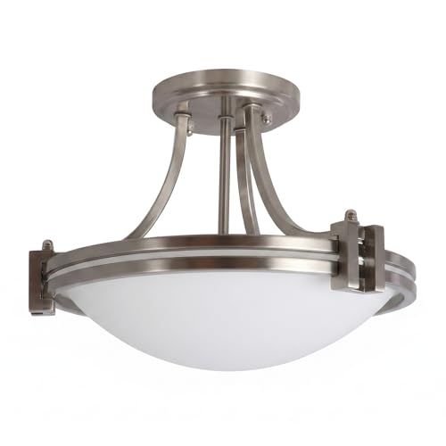 12 Inch Semi Flush Mount Ceiling Light Brushed Nickel ETL Listed
