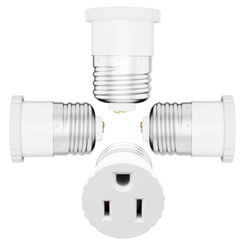 4 Pack Light Socket to Plug Adapter (4 Count)